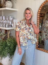 Load image into Gallery viewer, Pearl Floral V-Neck Blouse
