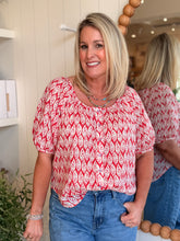 Load image into Gallery viewer, Rose Flame Leaf Scoop Neck Blouse
