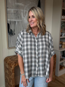 Black Plaid Dolman Shirt