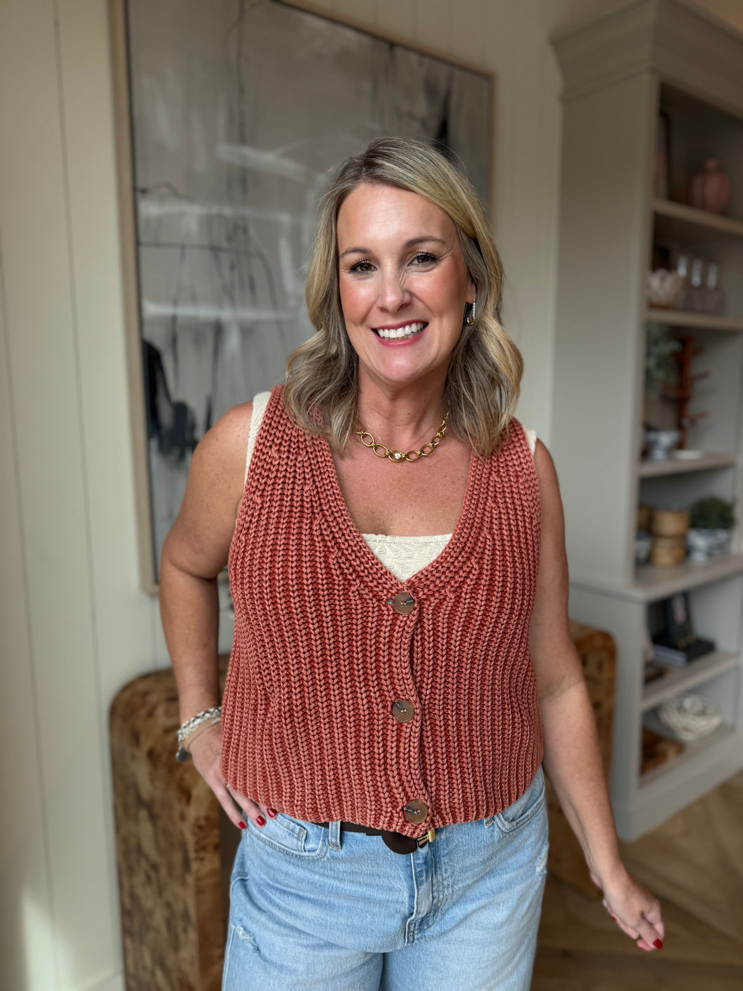 Spiced Brandy Sleeveless Sweater