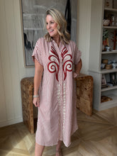 Load image into Gallery viewer, Brick Filagree Stiped Midi Dress
