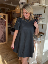 Load image into Gallery viewer, Black Faux Leather Tunic Dress
