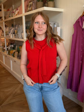Load image into Gallery viewer, Red Tie Shoulder Sweater Top

