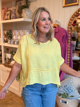 Load image into Gallery viewer, Yellow Linen Stitch Detail Top
