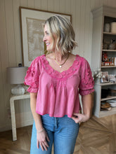 Load image into Gallery viewer, Sophie Hot Pink Embroidered Top

