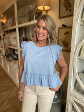 Load image into Gallery viewer, Periwinkle Lace Trim Top
