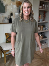 Load image into Gallery viewer, Sage Short Sleeve T-Shirt Dress
