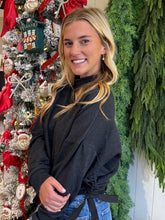 Load image into Gallery viewer, Charcoal Side Scrunch Long Sleeve T-shirt
