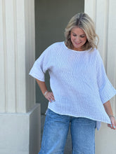 Load image into Gallery viewer, ONE SIZE White/Black Stripe Linen Top
