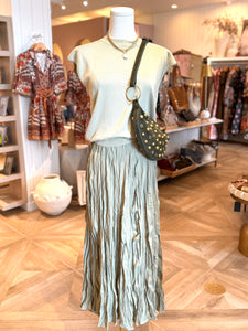 Sage Crinkle Maxi Skirt