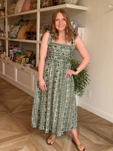 Load image into Gallery viewer, Olive Floral Block Print Dress

