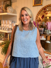 Load image into Gallery viewer, Blue Linen Tank Top
