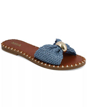 Load image into Gallery viewer, Denim Vanida Raffia Slide
