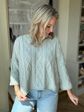 Load image into Gallery viewer, Aqua Grey Lioness Cable Sweater
