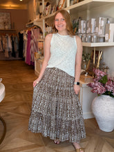 Load image into Gallery viewer, Mocha Floral Tiered Skirt
