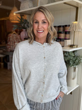 Load image into Gallery viewer, Light Grey Oversized Button Up Sweater

