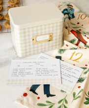 Load image into Gallery viewer, Beige Gingham Recipe Tin Box
