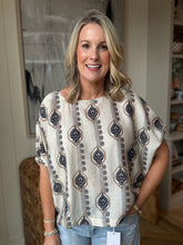 Load image into Gallery viewer, Midnight Floral Print Elastic Sleeve Blouse
