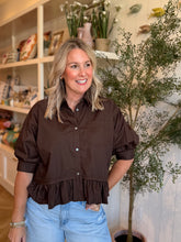 Load image into Gallery viewer, Brown Peplum Shirt
