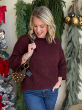 Load image into Gallery viewer, Wine Mock Neck Knit Sweater
