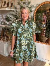 Load image into Gallery viewer, Green &amp; Blue Puff Sleeve Dress
