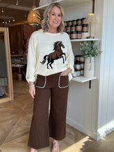 Load image into Gallery viewer, Cream  Oversized Horse Sweater
