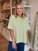 Load image into Gallery viewer, Matcha Green Stripe Oversized Tee
