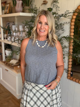 Load image into Gallery viewer, Grey Sleeveless Slub Top with Roll Hem
