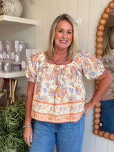 Load image into Gallery viewer, Rust Bloom Square Neck Blouse
