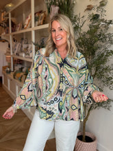 Load image into Gallery viewer, Navy &amp; Mint Loose Fit Blouse
