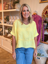 Load image into Gallery viewer, Yellow Linen Stitch Detail Top
