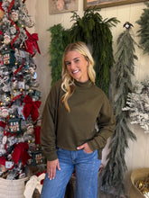 Load image into Gallery viewer, Deep Olive Side Scrunch Long Sleeve T-shirt
