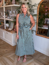 Load image into Gallery viewer, Seafoam &amp; Brown Stripe Dress
