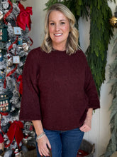 Load image into Gallery viewer, Wine Mock Neck Knit Sweater
