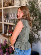 Load image into Gallery viewer, Olive Lace Trimmed Sleeveless Top
