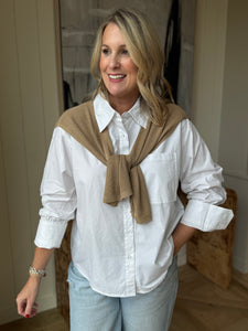 Tan V-Neck Open Sweater Vest