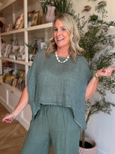 Load image into Gallery viewer, Army Green Linen Gauze Top
