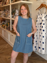 Load image into Gallery viewer, Sleeveless Stripe Denim Mini Dress

