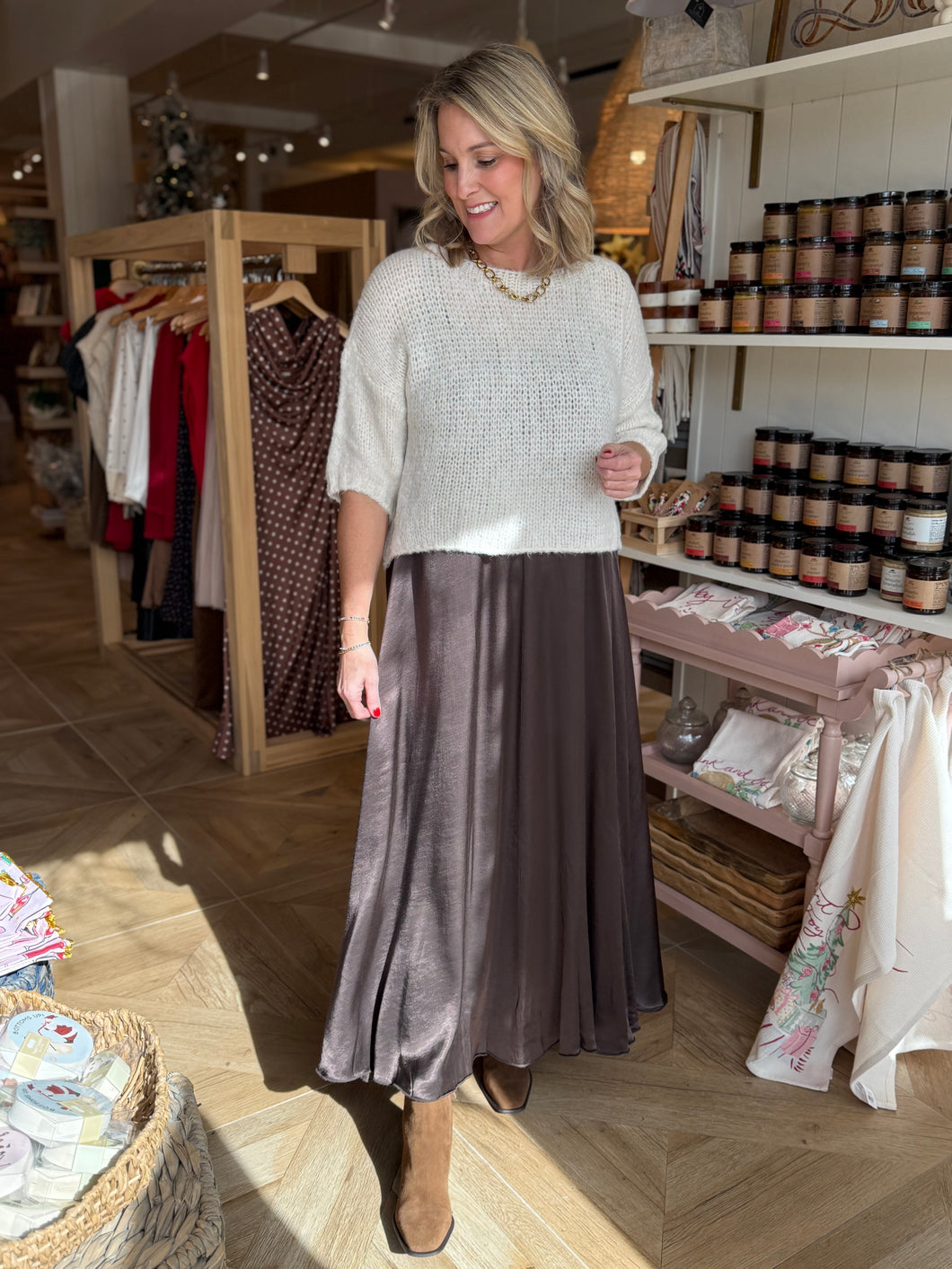 Chocolate Silky Slip Dress