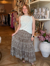 Load image into Gallery viewer, Mocha Floral Tiered Skirt
