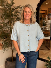 Load image into Gallery viewer, Sky Blue Drop Shoulder Sweater Cardigan
