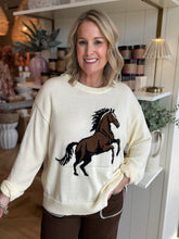Load image into Gallery viewer, Cream  Oversized Horse Sweater
