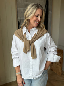 Tan V-Neck Open Sweater Vest