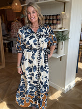 Load image into Gallery viewer, Slate Blue Floral Shirt Dress
