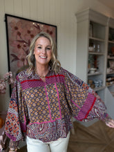 Load image into Gallery viewer, Hot Pink Mixed Print Balloon Blouse
