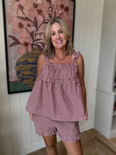 Load image into Gallery viewer, Red Gingham Ruching Tank Top
