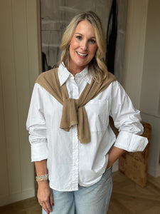 Tan V-Neck Open Sweater Vest