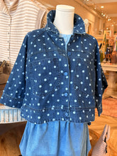 Load image into Gallery viewer, Denim Blue Cropped Polka Dot Jacket
