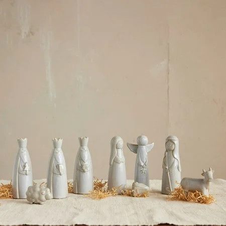 9 pc. Glazed Stoneware Nativity