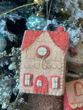 Load image into Gallery viewer, Pink &amp; Coral Wool Felt House Ornaments

